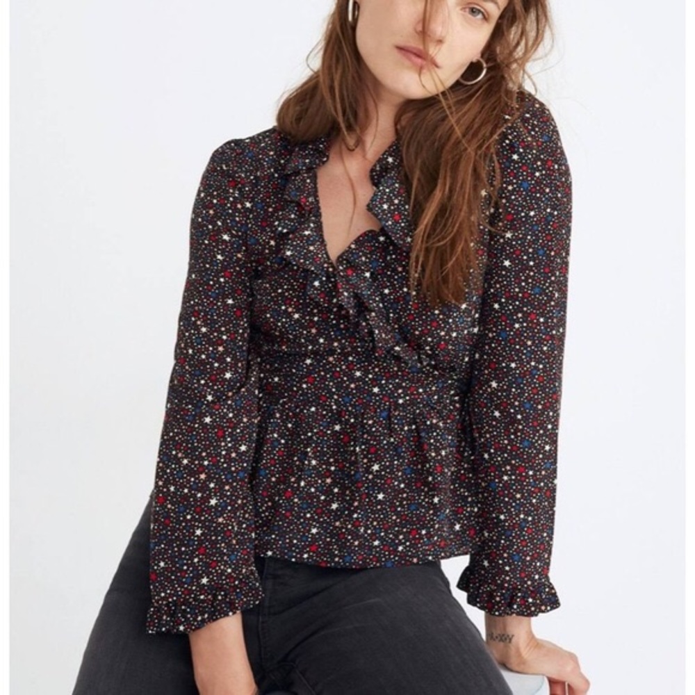 Madewell Silk Star Wrap Top